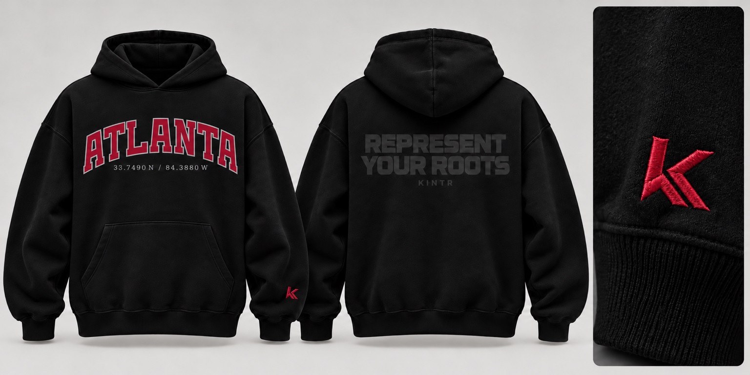 Atlanta black hoodie front and back design