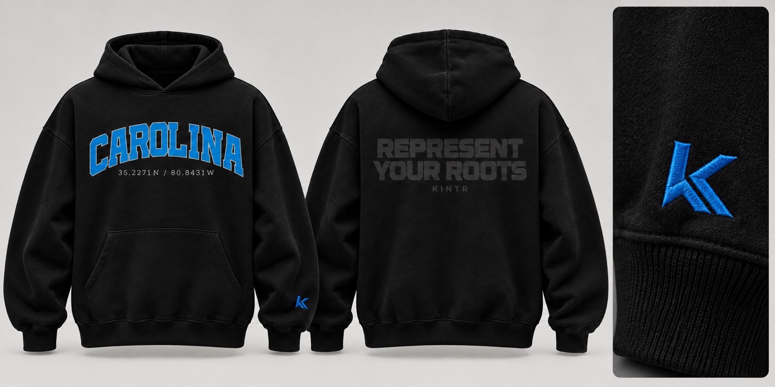 Carolina black hoodie front and back design