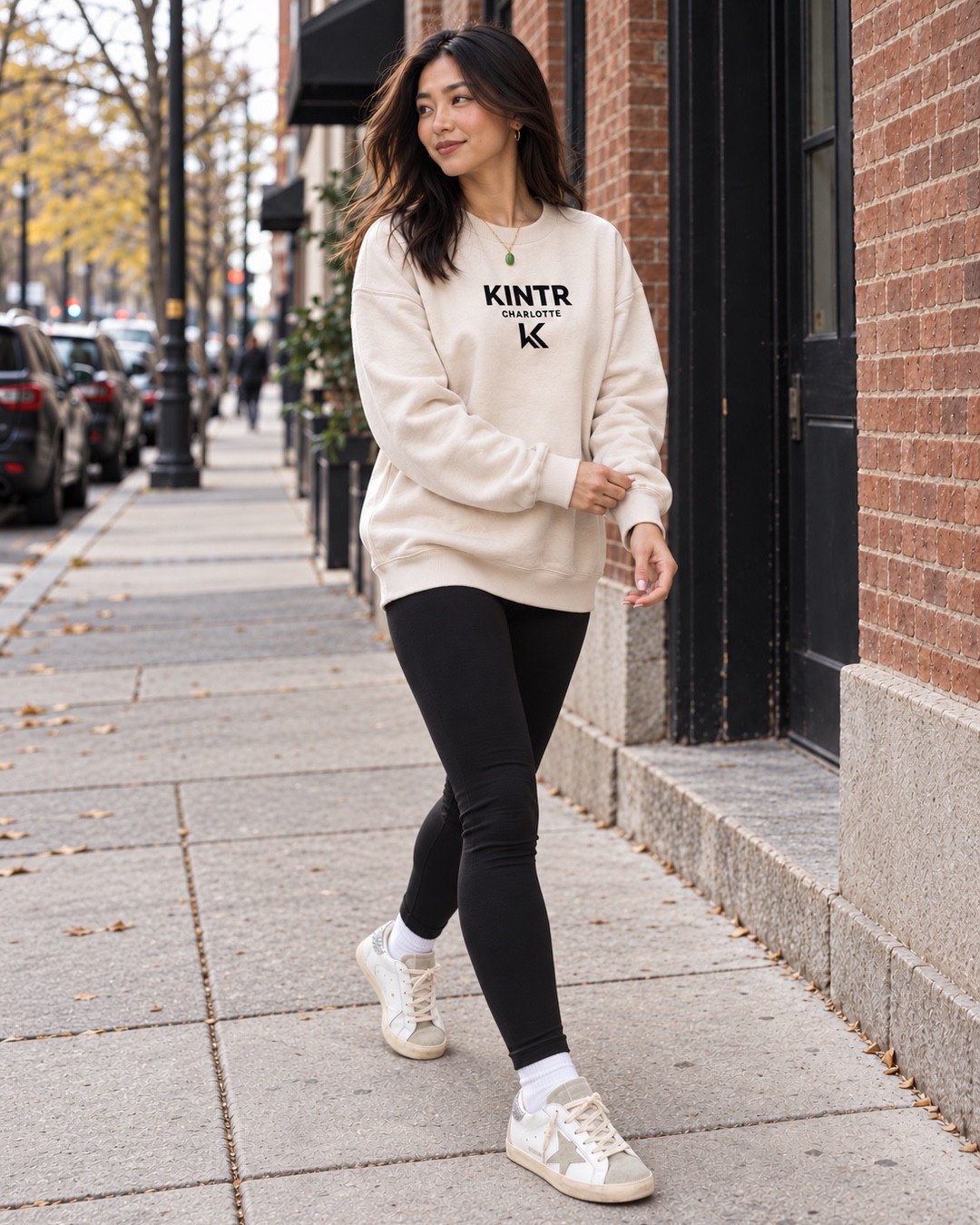 KINTR Charlotte Ecru crewneck digital styling preview; approximate shade